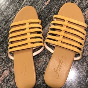Tan strap flat sandals